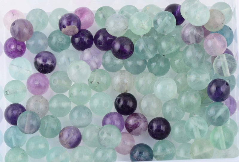 Cmidy Natural Stone Beads 100pcs 8mm Fluorite Round Genuine Real Stone Beading Loose Gemstone Hole Size 1mm DIY Smooth Beads for Bracelet Necklace Earrings Jewelry Making (Fluorite Green, 8mm) - Image 3